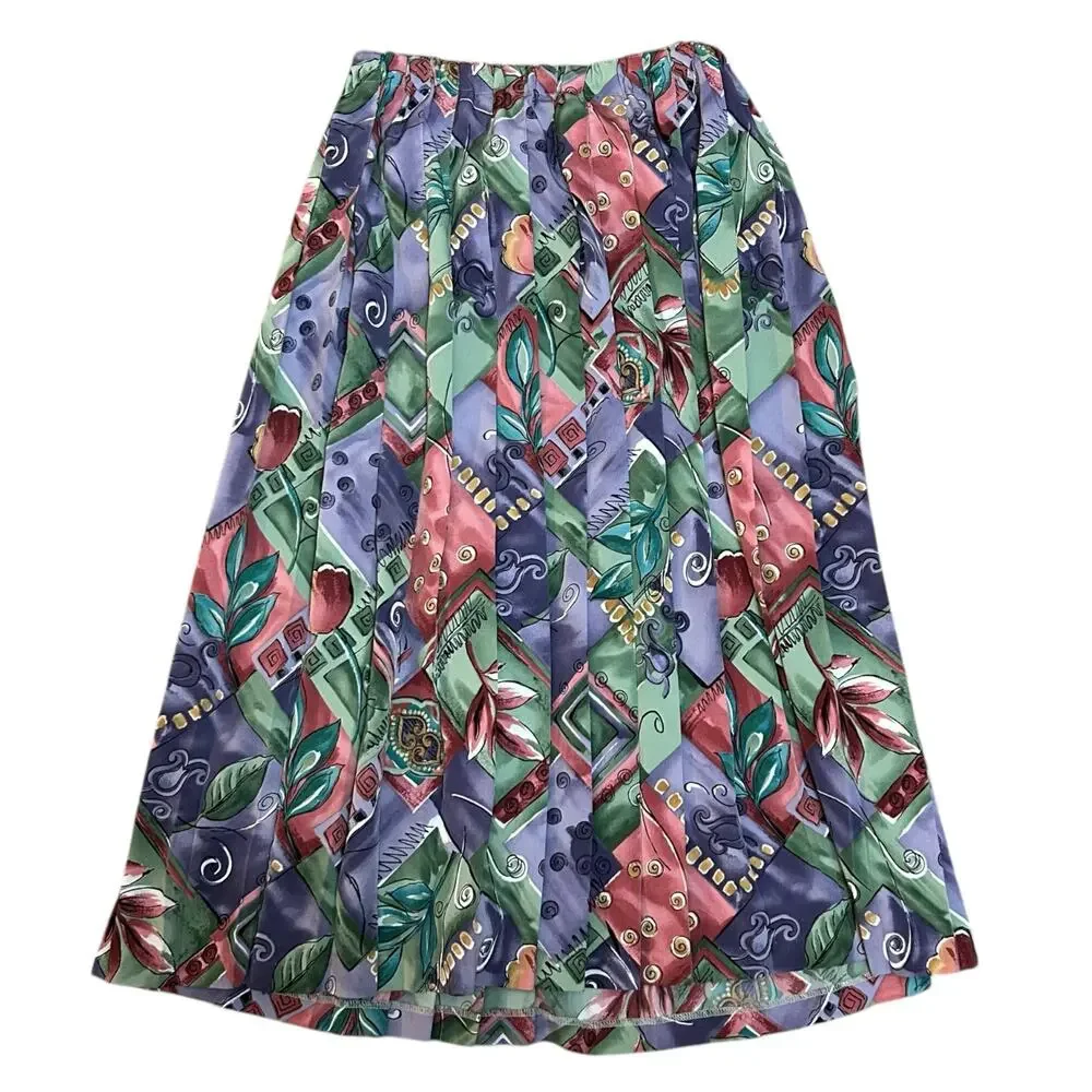 Vtg Pleated Womens Maxi Skirt 24